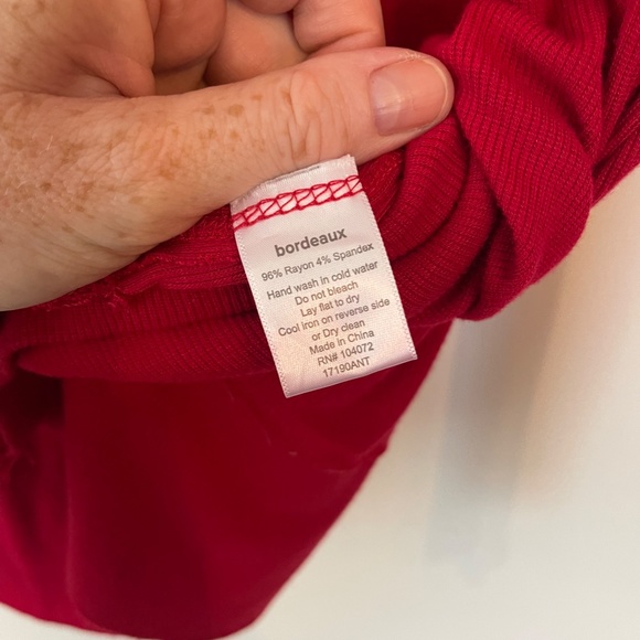 Bordeaux Anthropologie Red Cowl Neck Knit Tunic Top Large - Picture 7 of 9